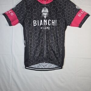 Bianchi Milano Men's Black and Pink Cycling Jersey